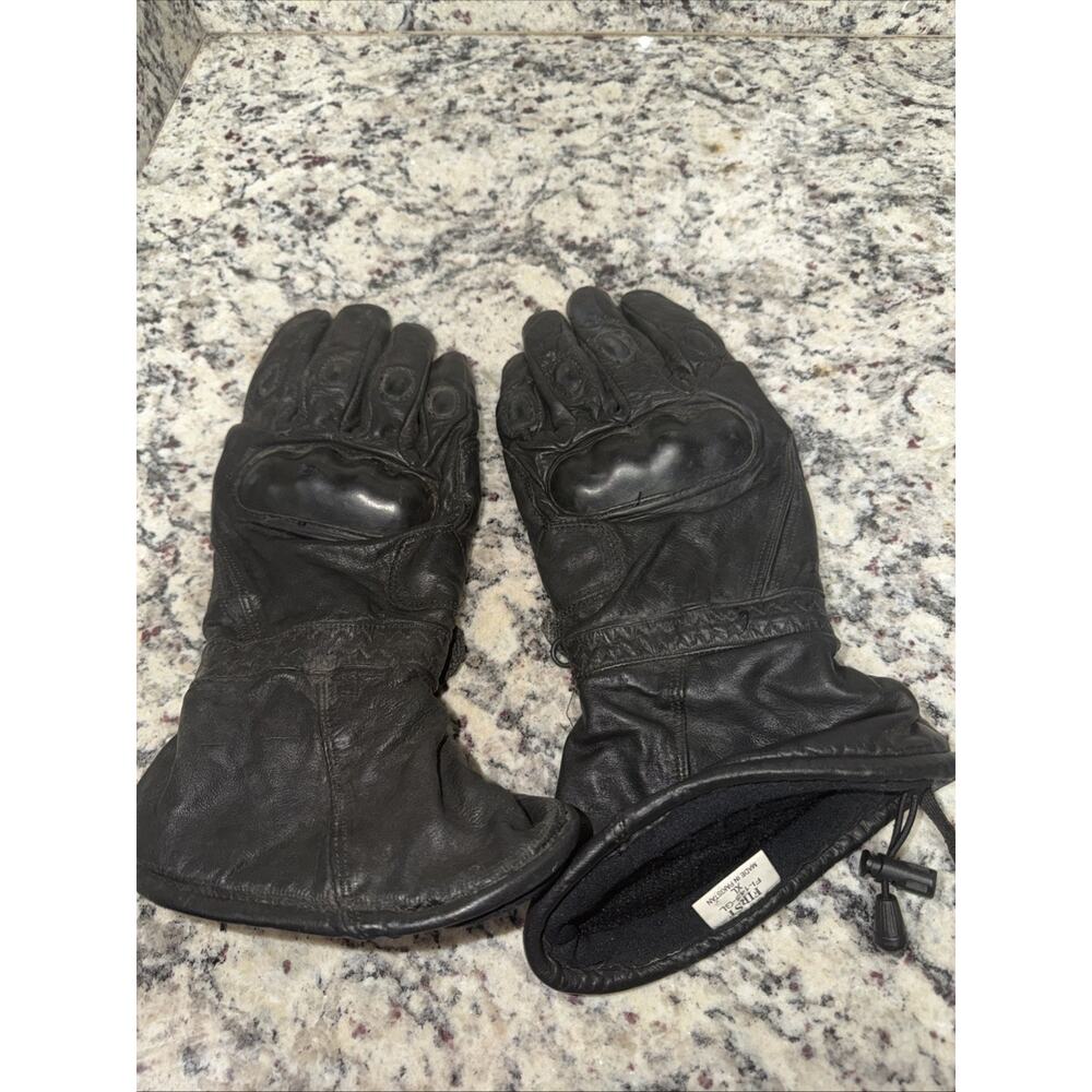 First FI-143-GL Mens Black Leather Knuckle Armor Motorcycle Riding Gloves XL